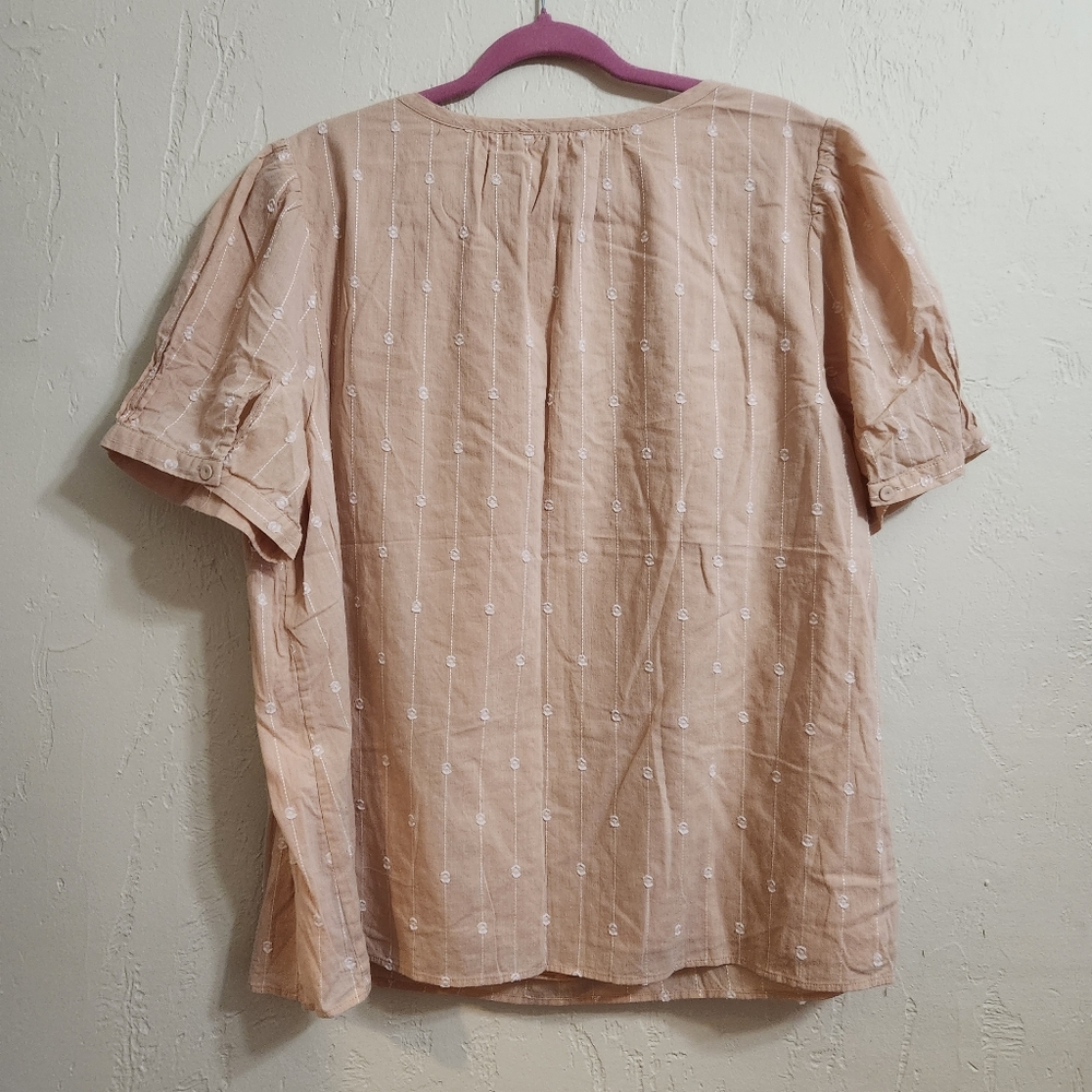 Danielrainn Pullover Smock Peach Floral Shirt Sleeve Blouse Size 3x P2p 26 - Picture 2 of 10